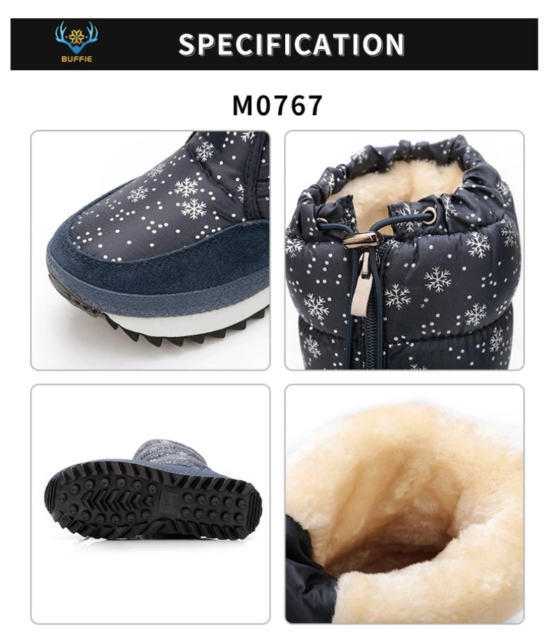 Large-Size Cotton Shoes For Winter Outdoor Thick Warm Cotton Shoes High-Top Snow Boots Winter Wild Plus Velvet Cotton Boots
