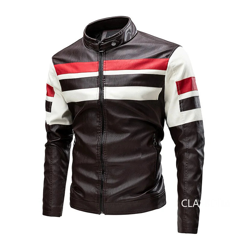 Men Stand Collar Moto Leather Jackets Slim Fit Leather Coats High Quality Male Fashion Autumn Winter Casual Leather Jackets 5XL