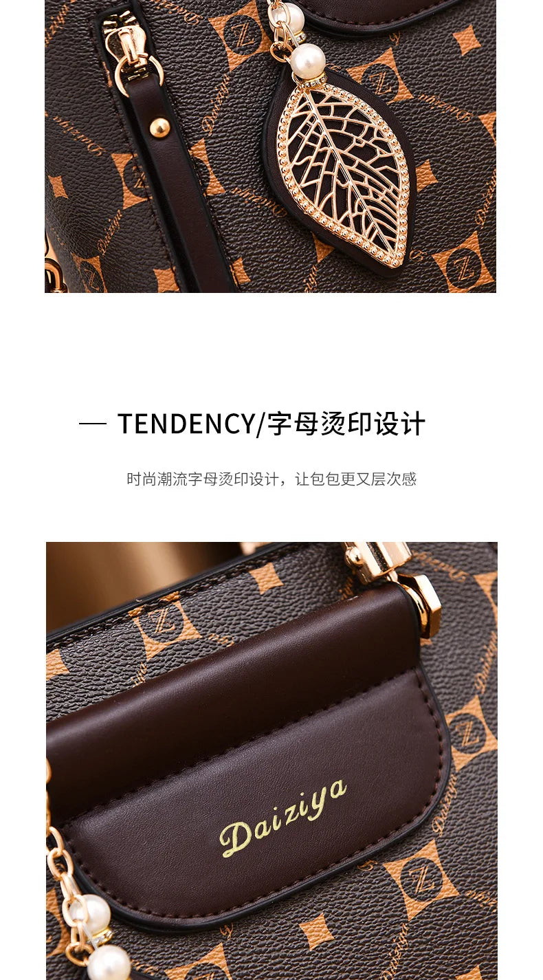 Fashionable Printed Women'S Handbag New High-Capacity Shoulder Bag Classic Retro Diagonal Cross Bag Urban Commuting Tote Bag