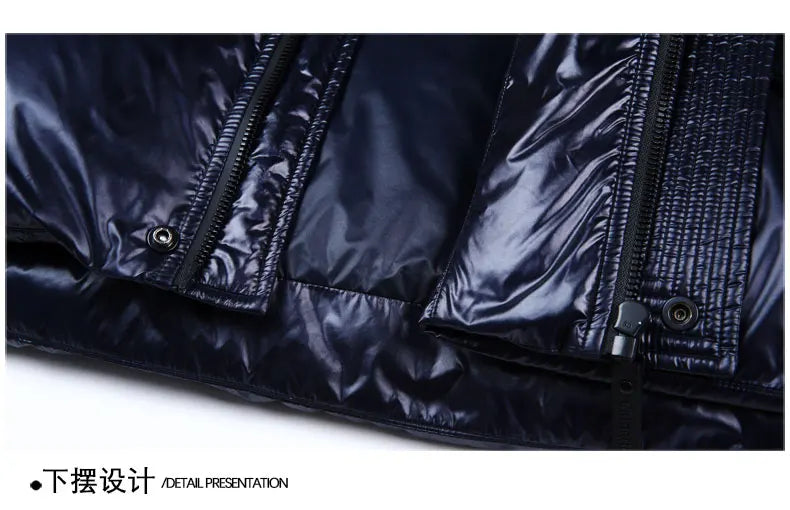 High End Thick Brand Casual Fashion Shiny Men Down Jacket Winter Warm Hooded Designer Parkas Windbreaker Puffer Feather Coats
