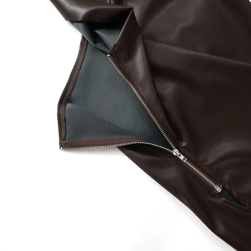 PixieKiki Fashion PU Leather Sleeveless T Shirts Side Zipper One Shoulder Asymmetrical Tops Women Clothing Fall 2024 C85-CA12