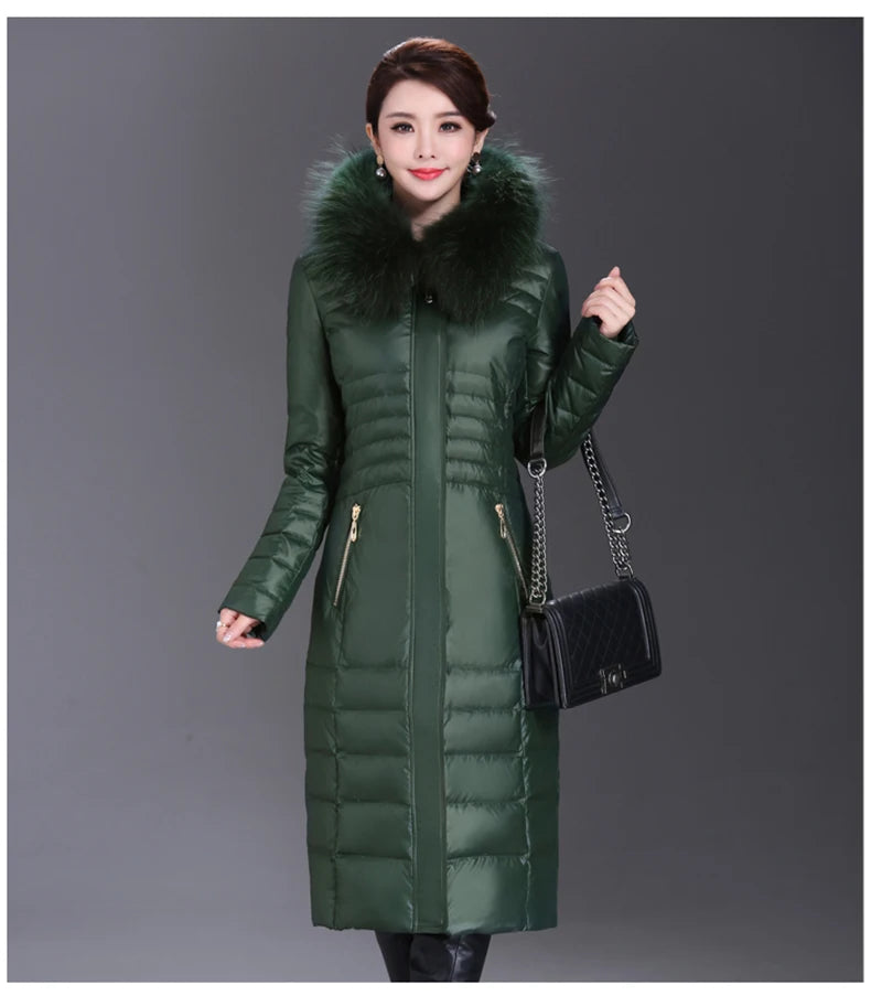 Shengyu Boya Middle-Aged and Elderly Women's Over-The-Knee Long down Jacket, Thickened Slim-Fit Coat for Mothers, New Style