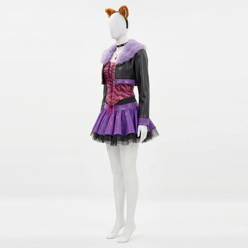 Y2K Gothic Punk Werewolf Girl Costume, Furry Beast Girl Anime Cosplay Dress, Halloween Spooky Role Play Outfit For Women, Kemono