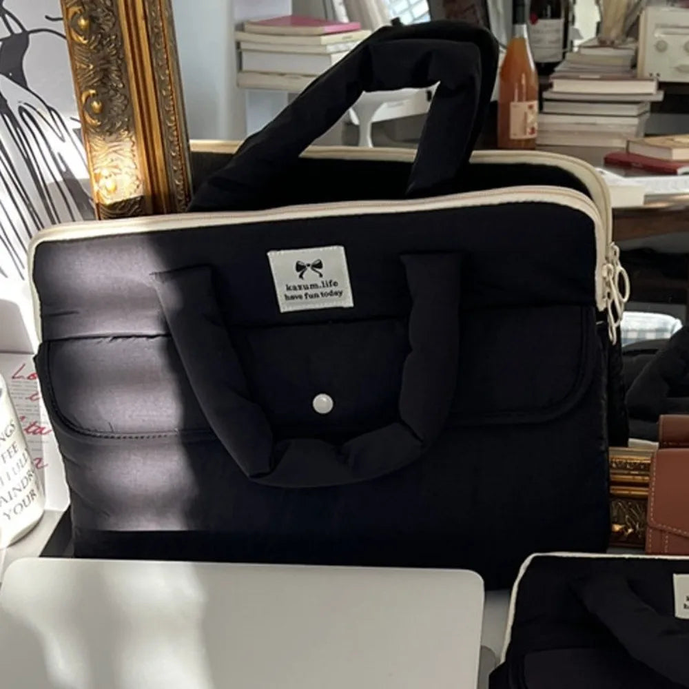 Fashion 15.6inch Portable Laptop Bags Bow with Handle Laptop Case Lightweight Cute Notebook Sleeve Women's Bag