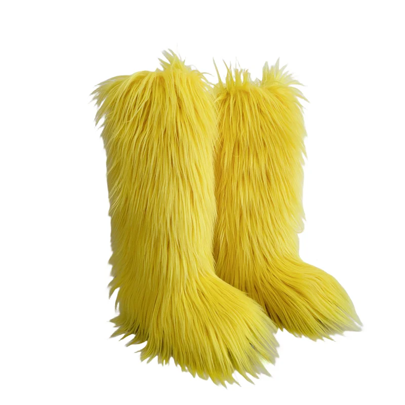 Hot Sale Ins Fashion Long Women Furry Boots Winter Knee Length Keep Warm Ladies Snow Boots