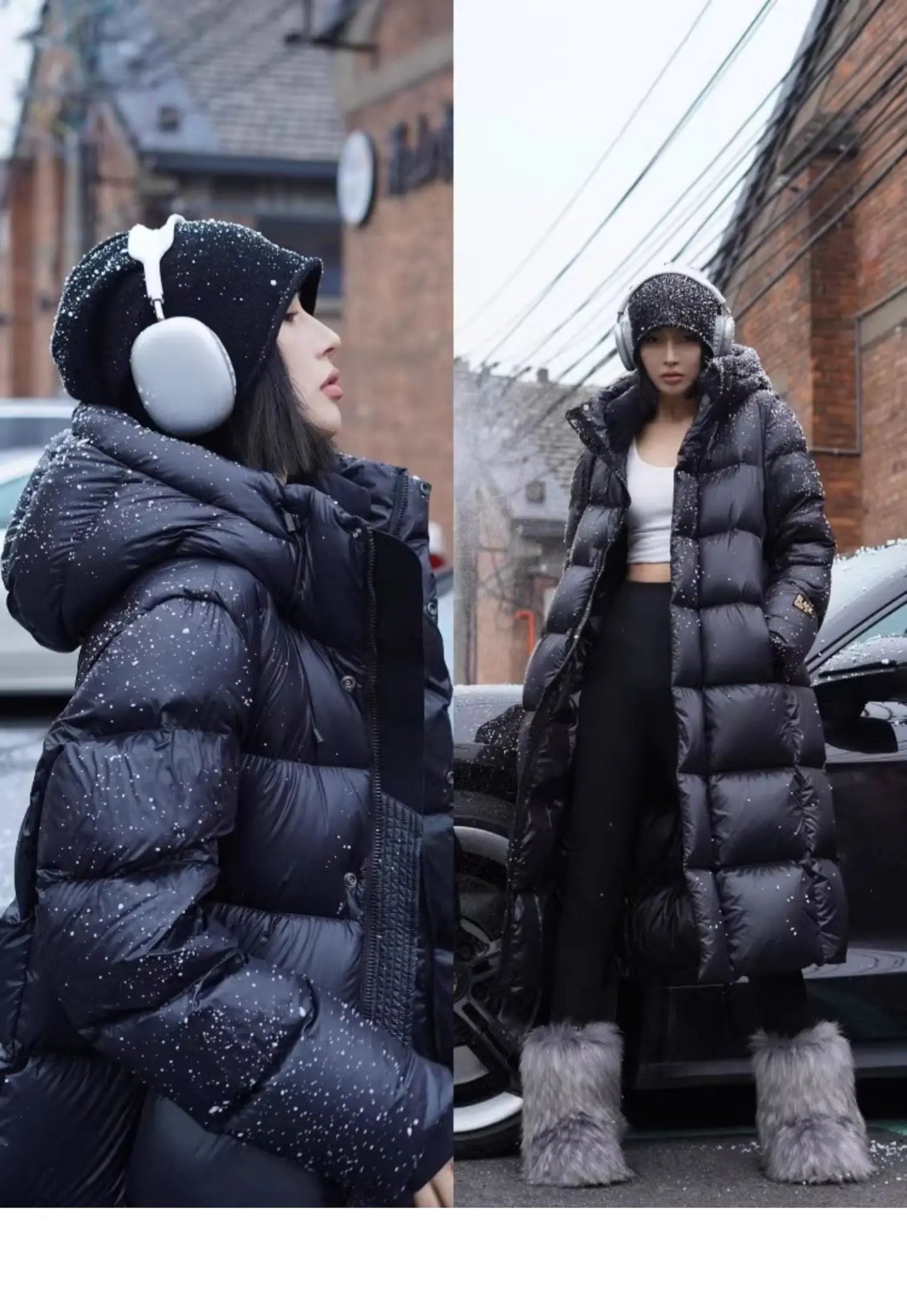 Black Down Jacket Women Hooded Coat Keep Thickening Warm Fashion Streetwear Duck Down Feather Female 2024 Winter Long Outwear