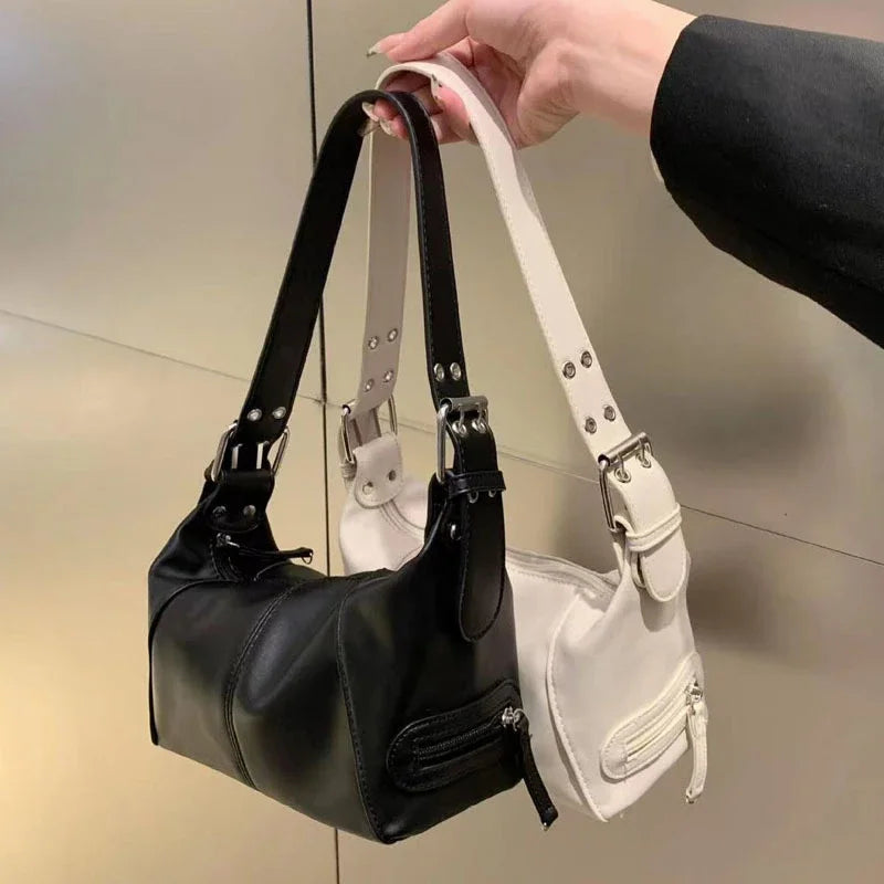Y2K Style Shoulder Bag For Women Trendy Motorcycle Handbag Minimalist Shoulder Purse For Girls Street Wear