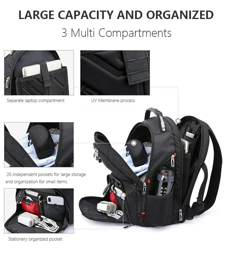 2026 Swiss-Multifunctional bags Durable 17 Inch Laptop Backpack, Travel Bag,College Bookbag,USB Charging Port,Water Resistant