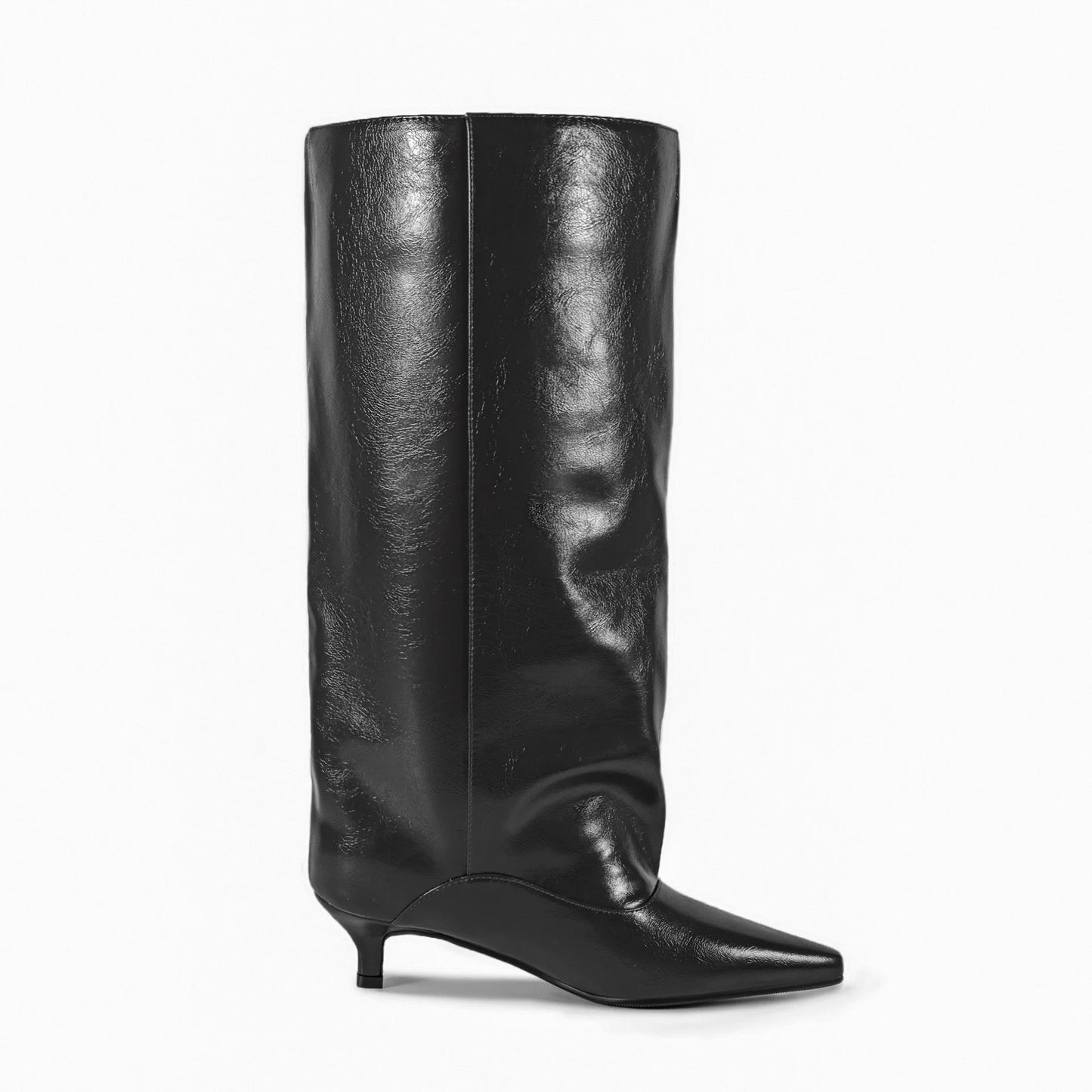 Women's Spring and Autumn New Cat Heel Wide Knee Knee Boots Fashion Pointed Women's Low Heel Mid Heeled Boots