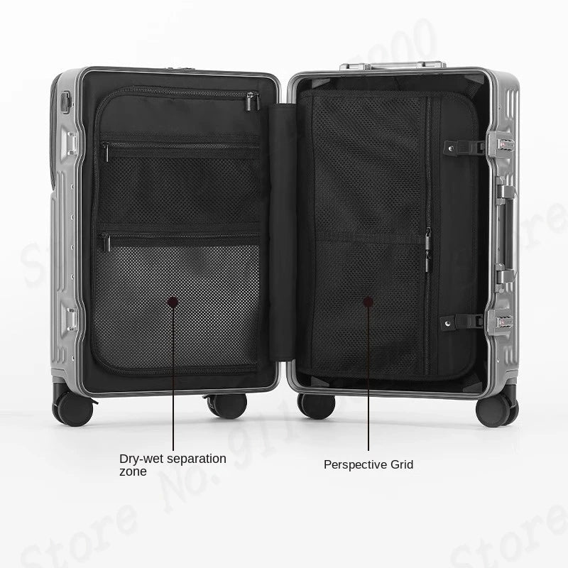 Front-opening Luggage with 24-inch Multi-functional Cup Holder Portable 20-inch Carry-on Suitcase 26-inch Large Capacity