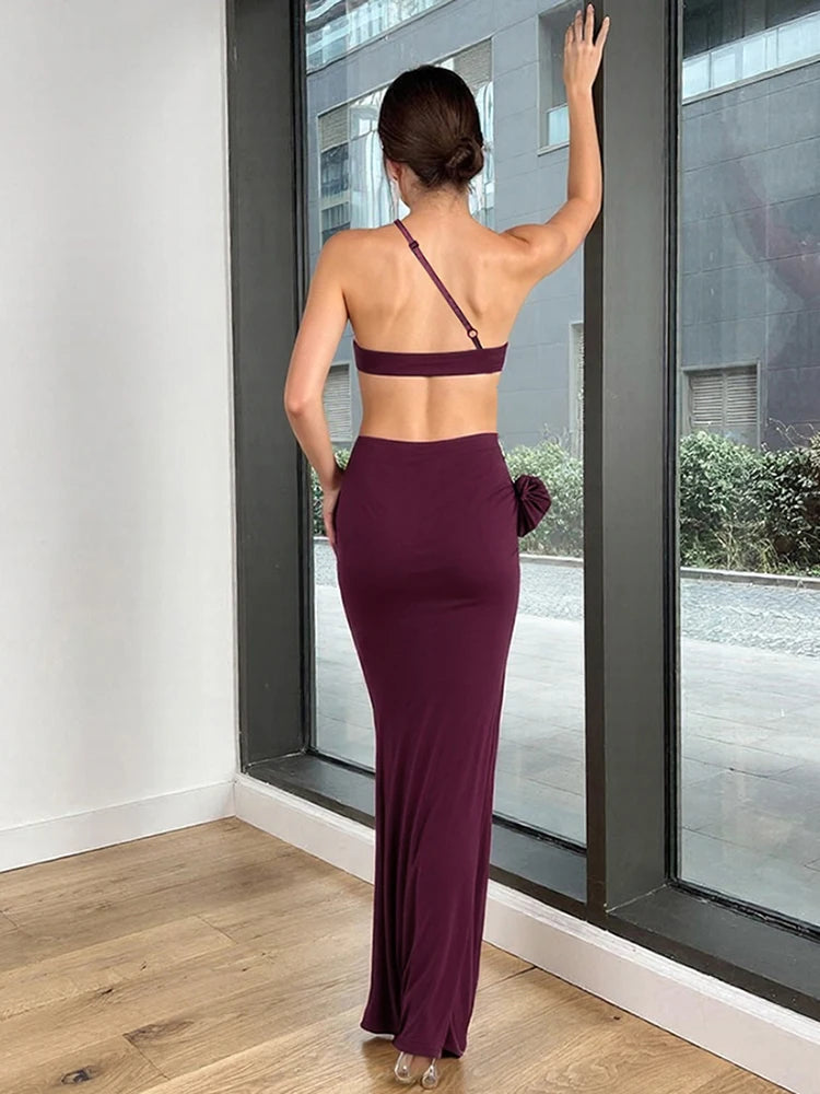 Nibber Birthday Party Dress Women Sexy Patchwork Hollow Side Flowers Chest Wrap Pearl Chain Halter Backless Stretch Vestidos
