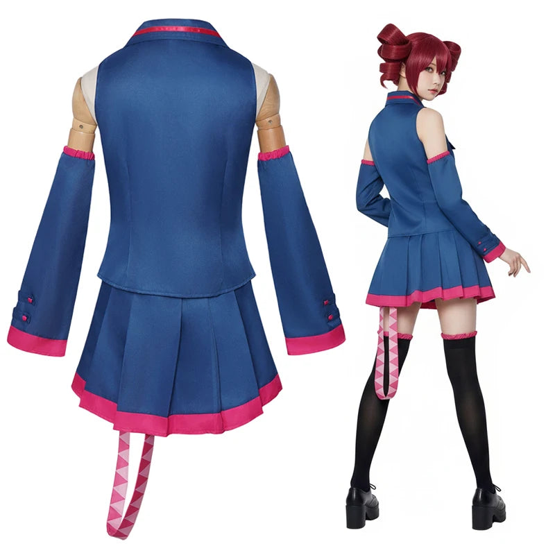 Kasane Teto Cosplay Costume Blue Uniform Dress Vtuber Vocaloid Idol Outfit Women Halloween Anime Party Role Play Suit