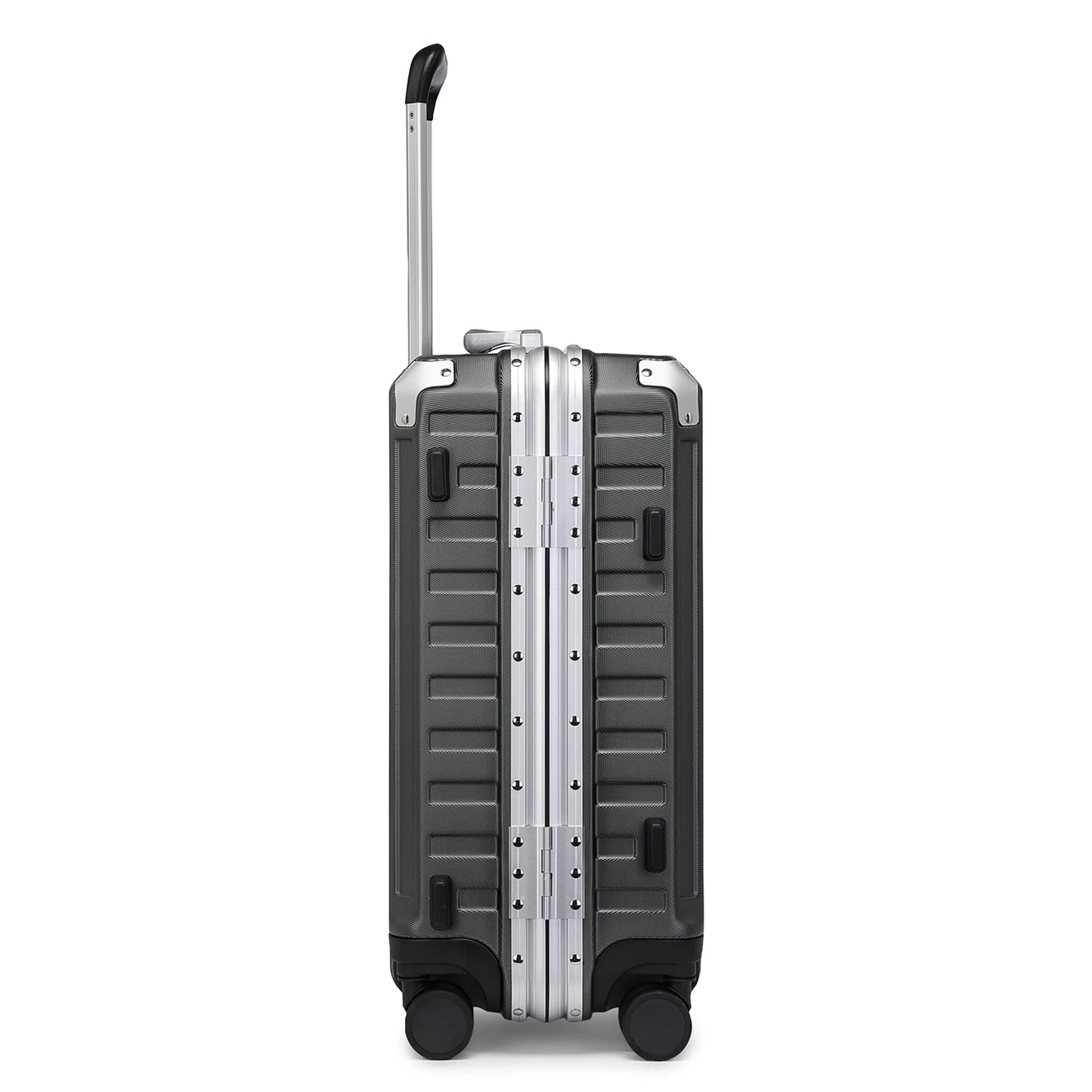 Hard Case Suitcase Trolley Aluminum Frame suitcase PC hand luggage with 4 Rolls TSA Check-in Luggage Trackcase Black