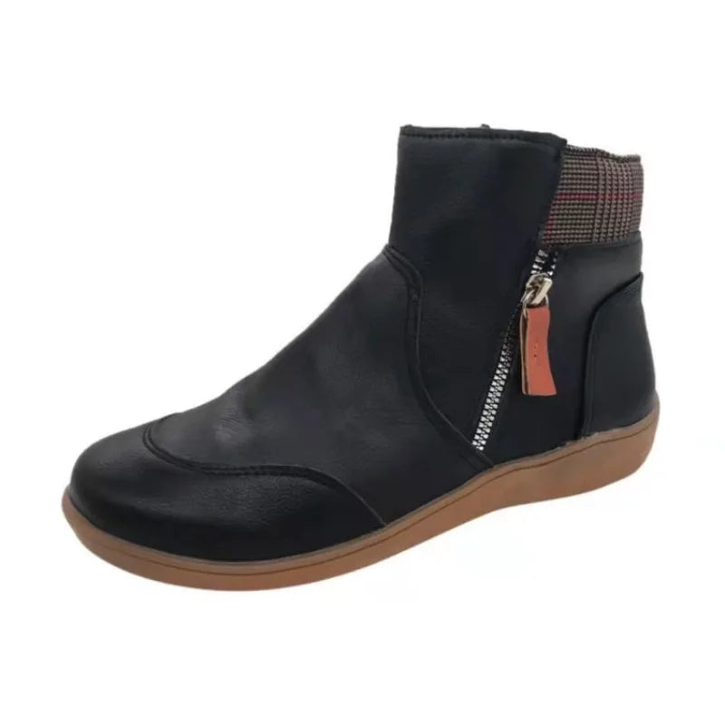 Ankle Boots Women's Plus Size Short 2026 Autumn and Winter Double Zipper Flat Snow Boots Wedges Low Top Shoes Botas Femininas