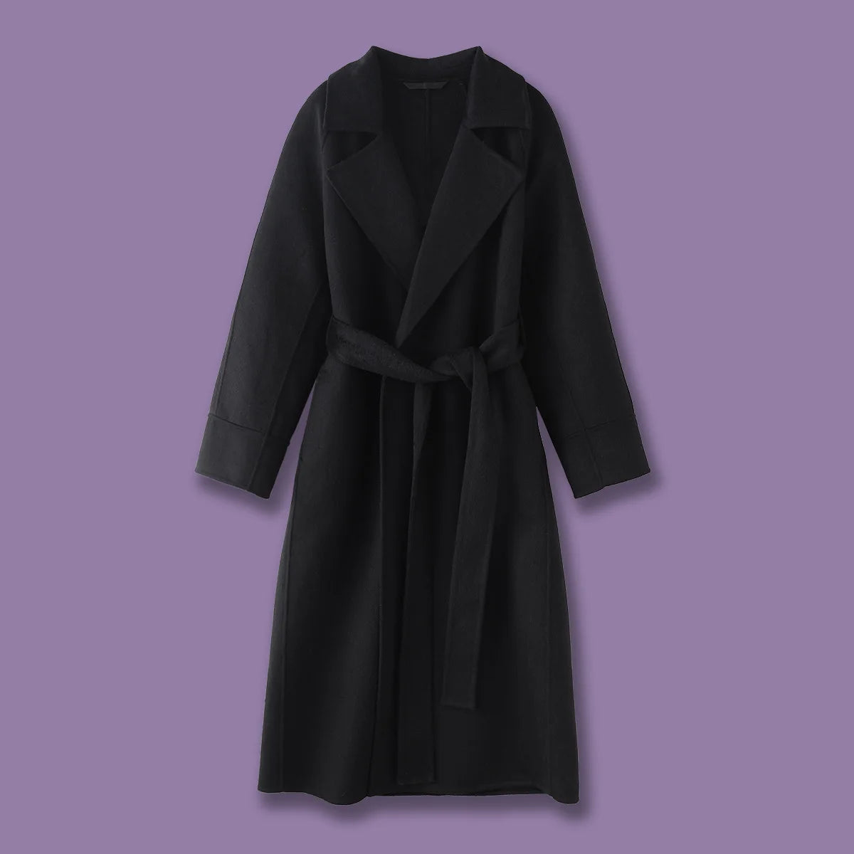 Women's Casual Double-Faced Woolen Coat Mixed Fabric New Arrival Black Autumn Winter Long Sleeve Suit Collar Fashion Commute