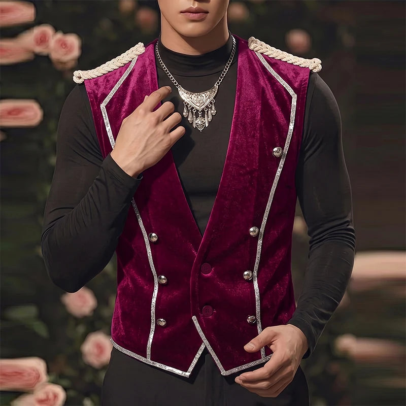 INCERUN Men's Vests Velour Patchwork Lapel Sleeveless Button Male Waistcoats Elegant Streetwear Fashion Casual Vests For Man