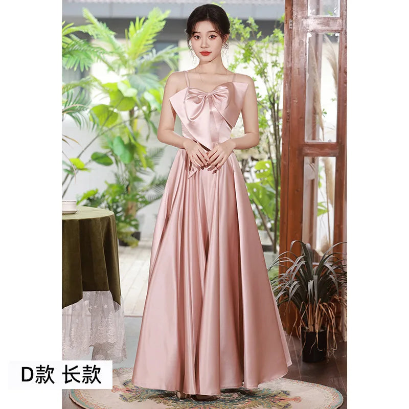 Bridesmaid Dresses Pink 2026 New Spring Wedding Satin High Sense Can Wear Sisters Evening Gown Dress Customized for Women