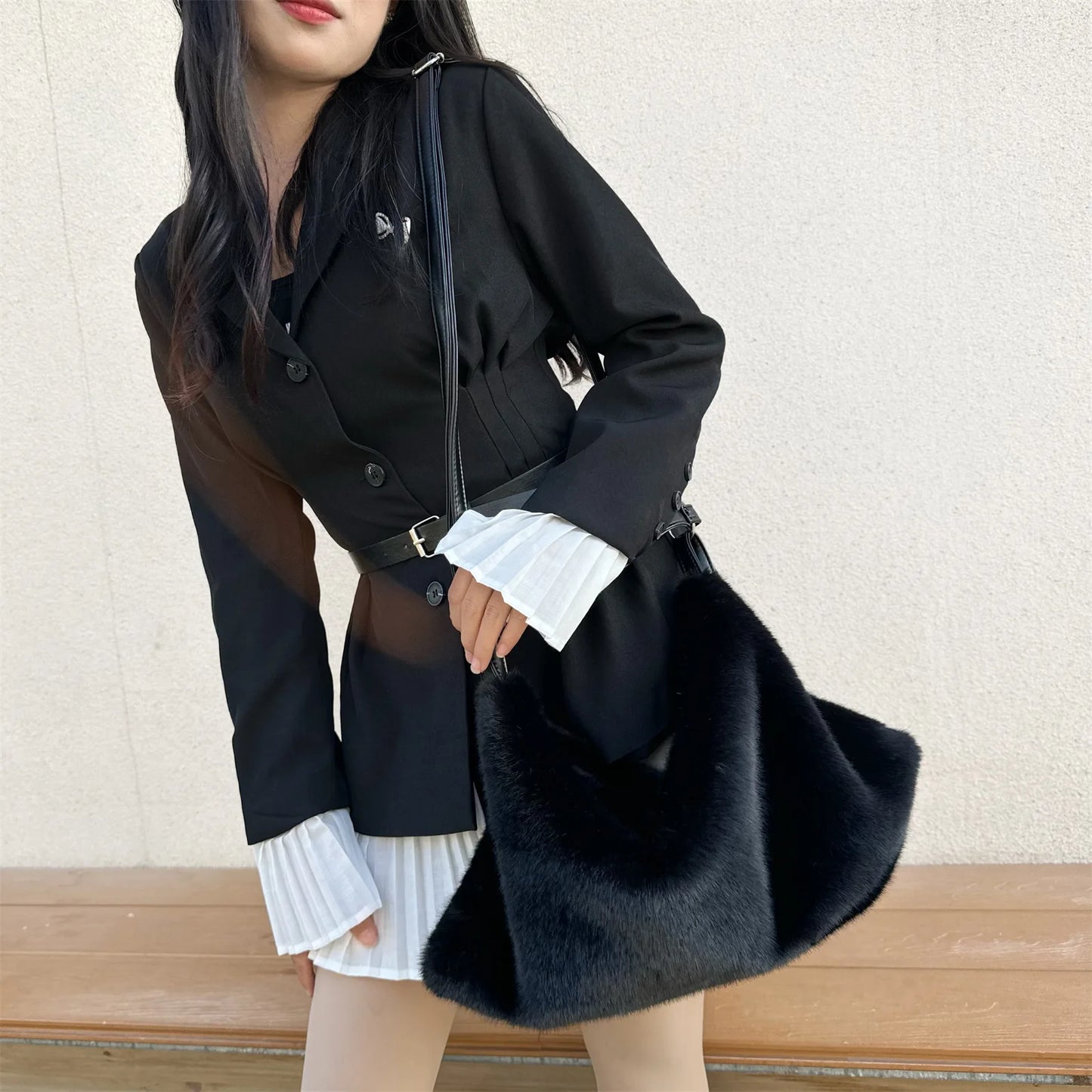 Women's Plush Crossbody Bag Single Shoulder Handbag Large Capacity Casual Autumn Winter Fur Bag Fashionable All-Match Bag