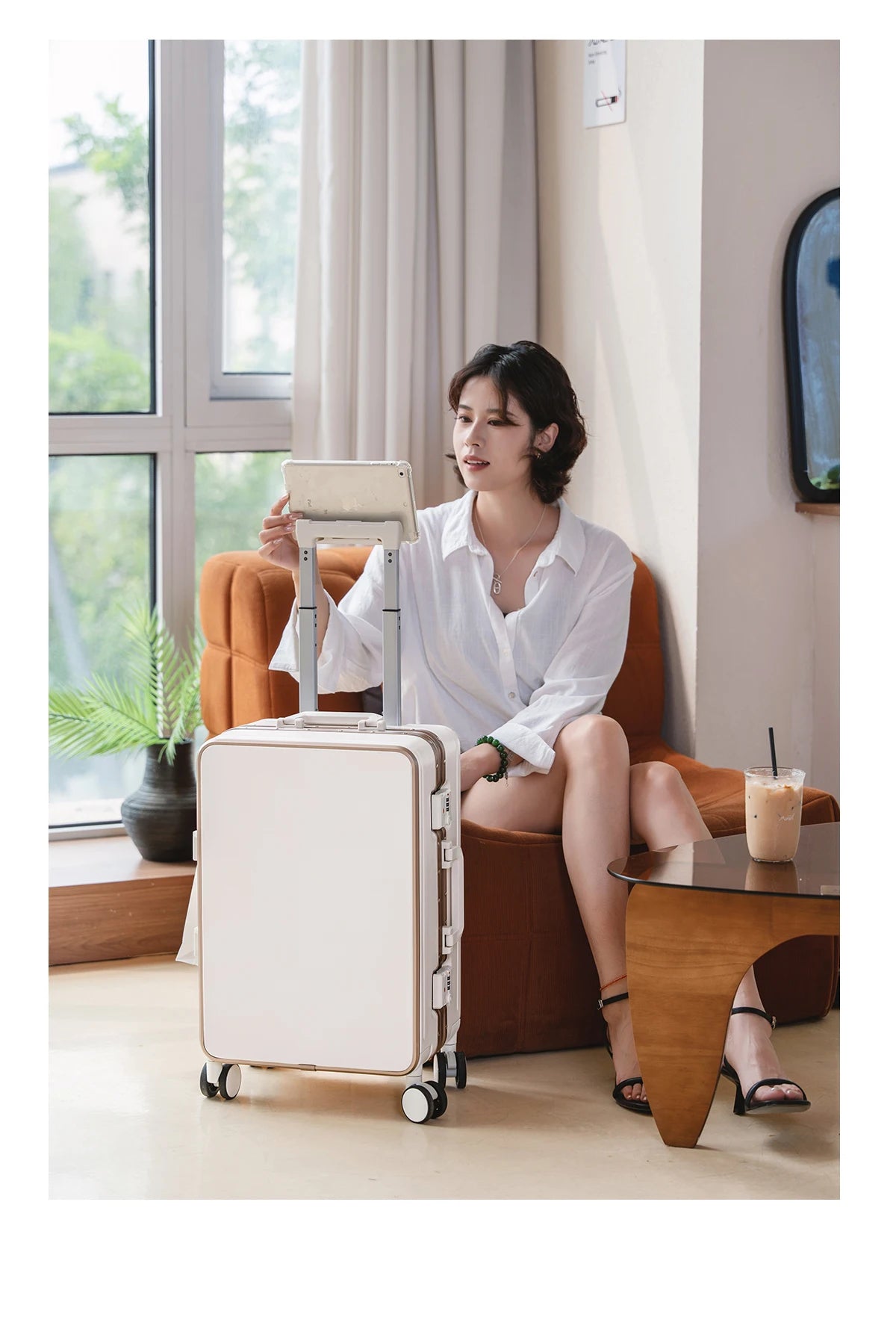 Gilding Aluminum Frame Suitcase Thickened PC Multifunctional 20 inch Boarding box Morandi Color Series 24/ 26 inch Trolley Case