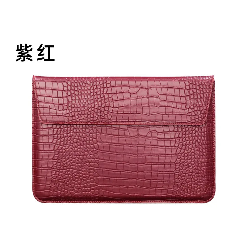 Engrave Name Crocodile Pattern Laptop Sleeve Bag Leather Luxury Waterproof Laptop Bag Fashion Notebook Computer Storage Bags