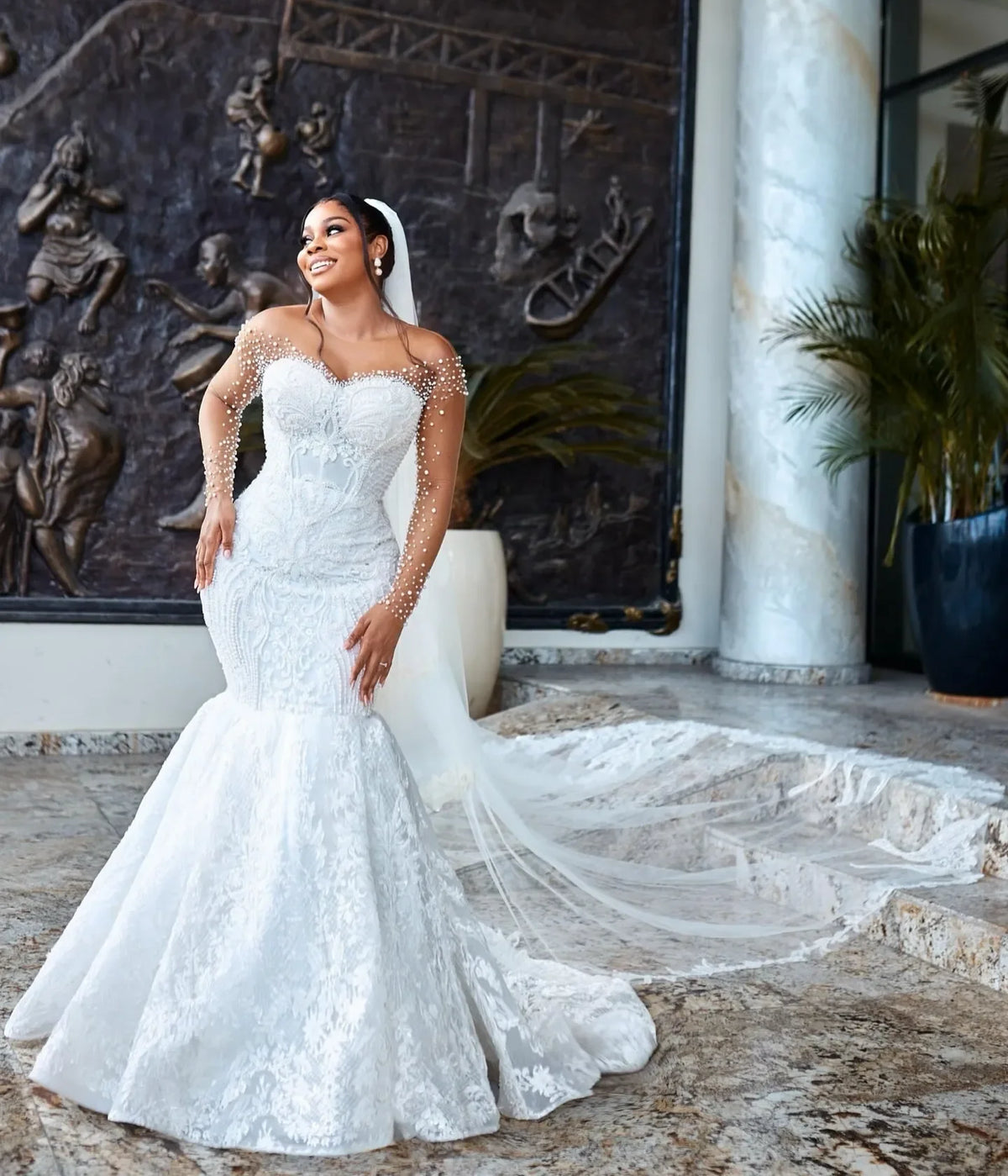 Customized Mermaid Style Off Shoulder Sexy Princess Wedding Dress Sweetheart Tassel Pearl As A Wedding Gift Silk Bridal Dress