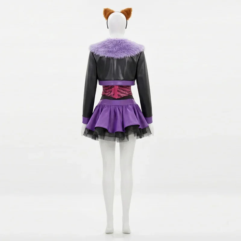 Y2K Gothic Punk Werewolf Girl Costume, Furry Beast Girl Anime Cosplay Dress, Halloween Spooky Role Play Outfit For Women, Kemono