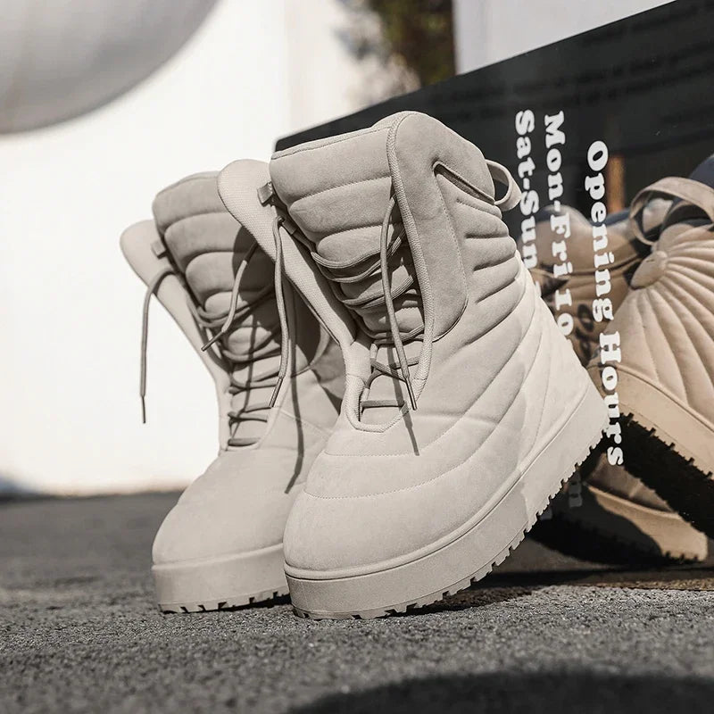 Winter Chukka Boots for Men Waterproof Snow Boots Warm Outdoor Boots Non Slip Durable Thick Sole Fashion Hiking Long Boots