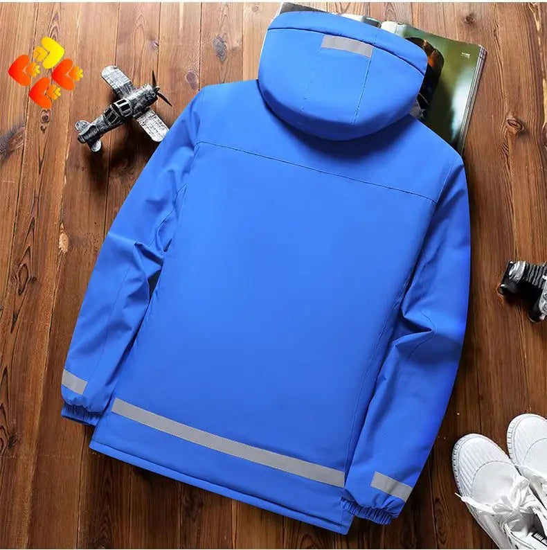 New Winter Work Jacket, Waterproof Windproof Reflective Thermal Coat with Fleece Lining, Stain Resistant Outdoor