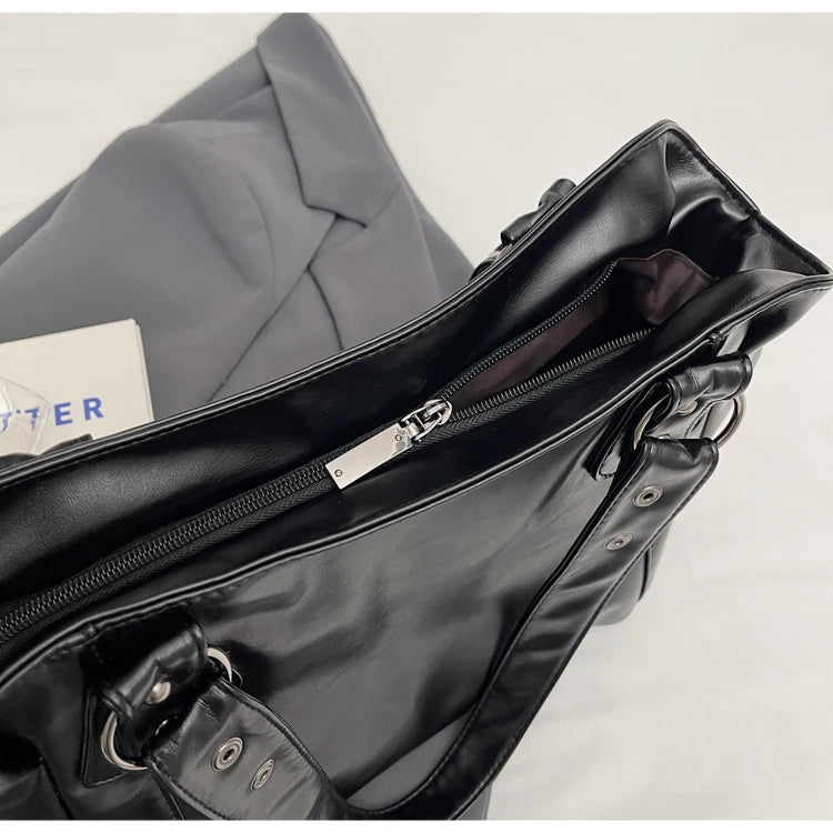 Large Capacity PU Shoulder Bag Rivet Buckle Thread Solid Casual Tote Crossbody Bag 2025 Hot Sale Bags for Women Bolsas Femininas