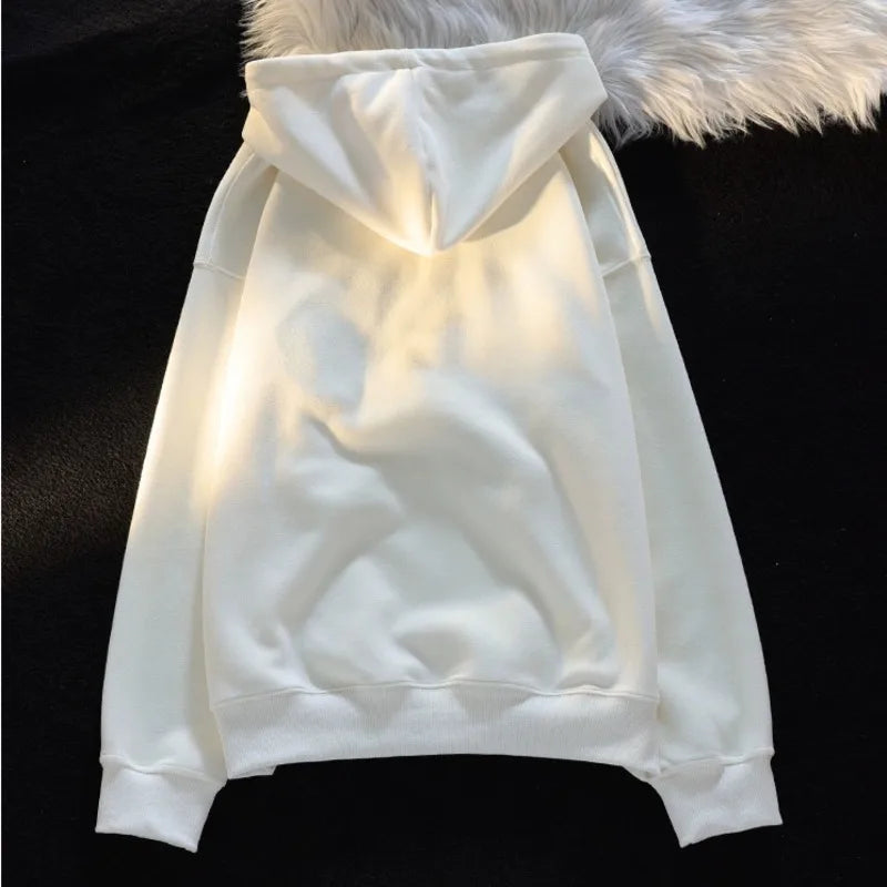 Cute Kawaii Cat Hoodies Women 2025 New Autumn Winter Thick Women Pulovers Fleece Inside Hooded Sweatshirt Girls Y2k Streetwear