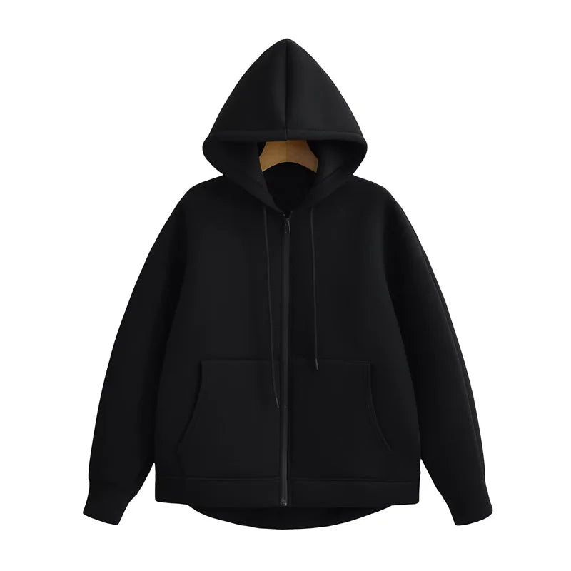 HXAO Women's Hoodie Oversized Zip up Hoodies Women Autumn Winter Long sleeve Outerwears Sweatshirt with zipper Y2k Hoodie Top