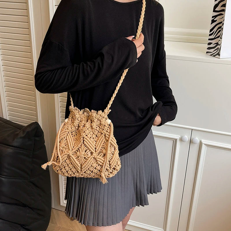LEFTSIDE Weave Small Shoulder Bags for Women 2025 New Summer Knit Crossbody Bag Females Weave Raffia Beach Bags Handbags