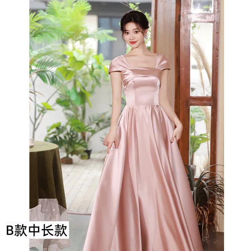 Bridesmaid Dresses Pink 2026 New Spring Wedding Satin High Sense Can Wear Sisters Evening Gown Dress Customized for Women