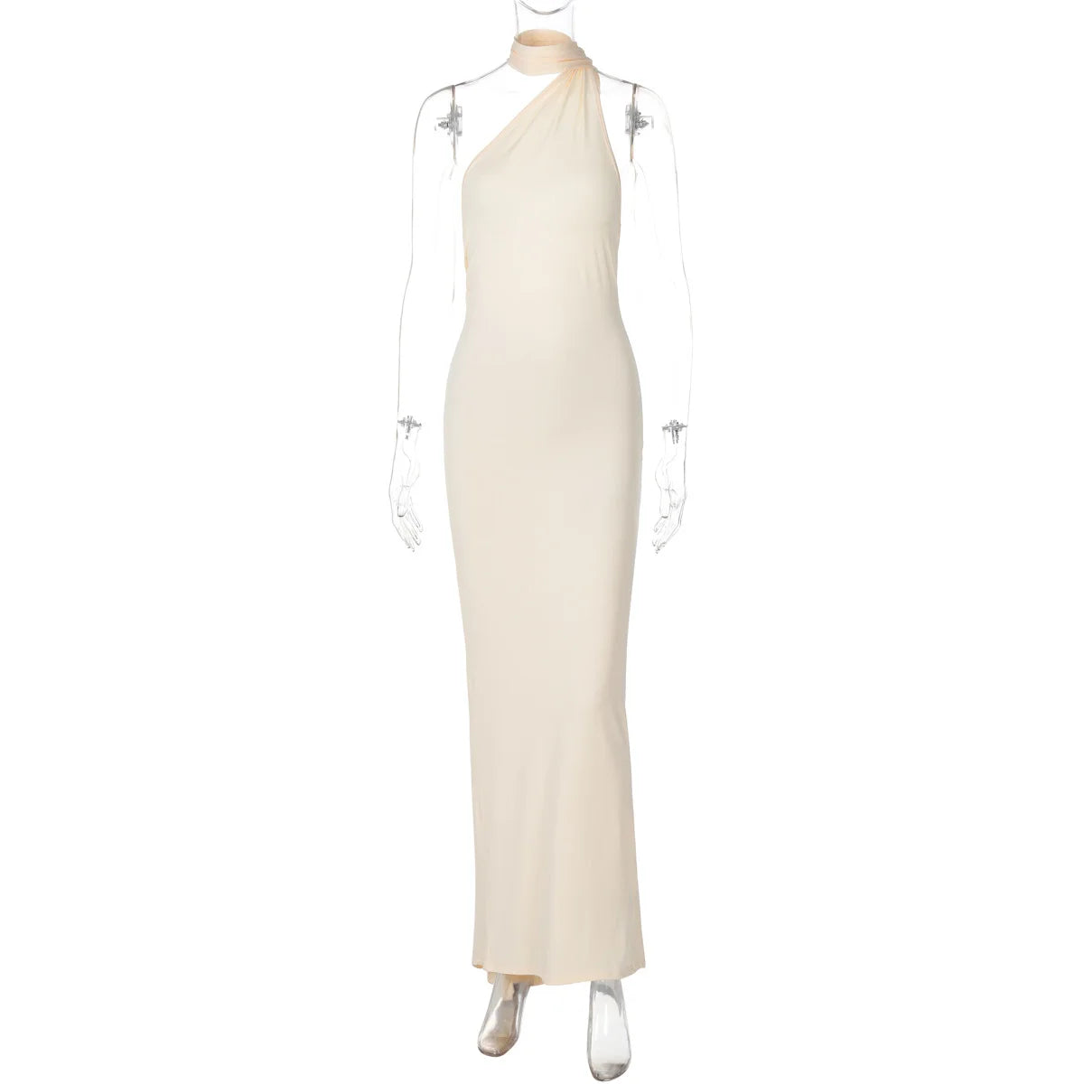 Dulzura One Shoulder Backless Ruched Slim Ribbon Long Dress Women Solid Sexy Elegant Dress Evening Party Club Prom Summer Outfit