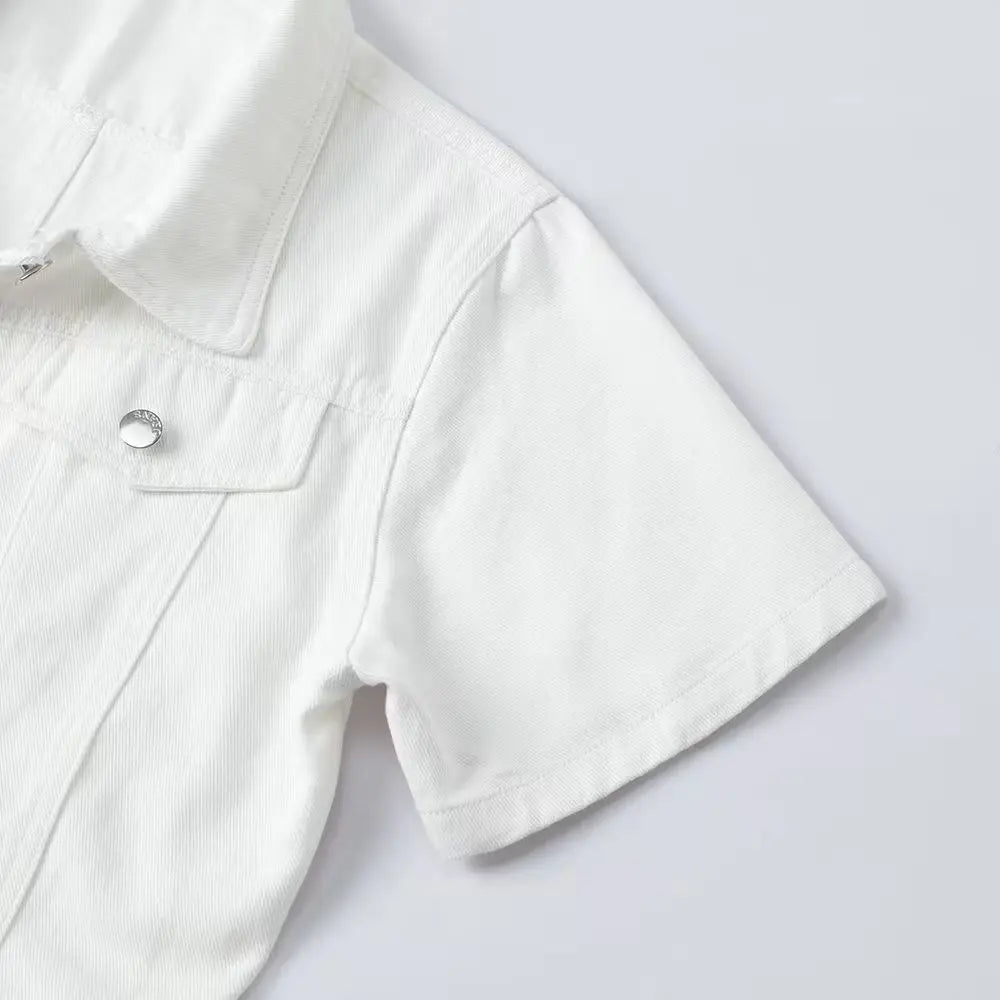 Summer New White Casual Short-sleeved Denim Jacket 2026 Women Short Blouse Shawl Waistcoat Female Jaqueta Jeans Feminina