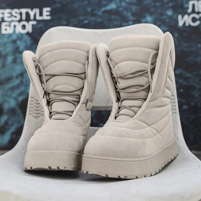 Winter Chukka Boots for Men Waterproof Snow Boots Warm Outdoor Boots Non Slip Durable Thick Sole Fashion Hiking Long Boots