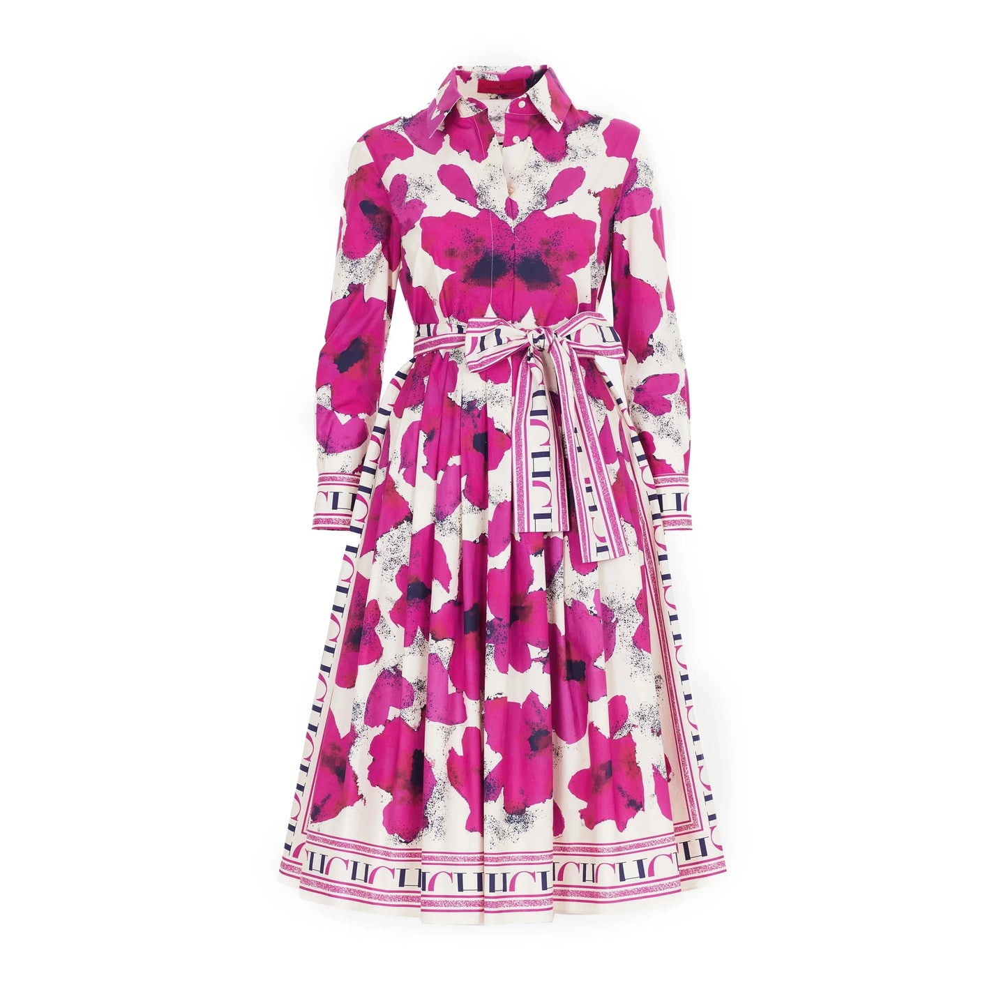 Women Dresses Party Dresses Retro Shirt Dress Long Sleeved Belt Single Row Buckle Layered Skirt Hem Design Casual Dresses