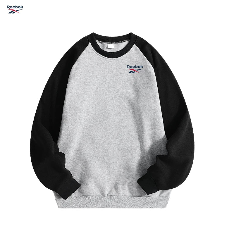 Reebok's New Thick Fabric Men's Simple-Style Sports Shirt - Fashionable Solid Color-Round-Neck Pullover-Fall Evening Casual Top