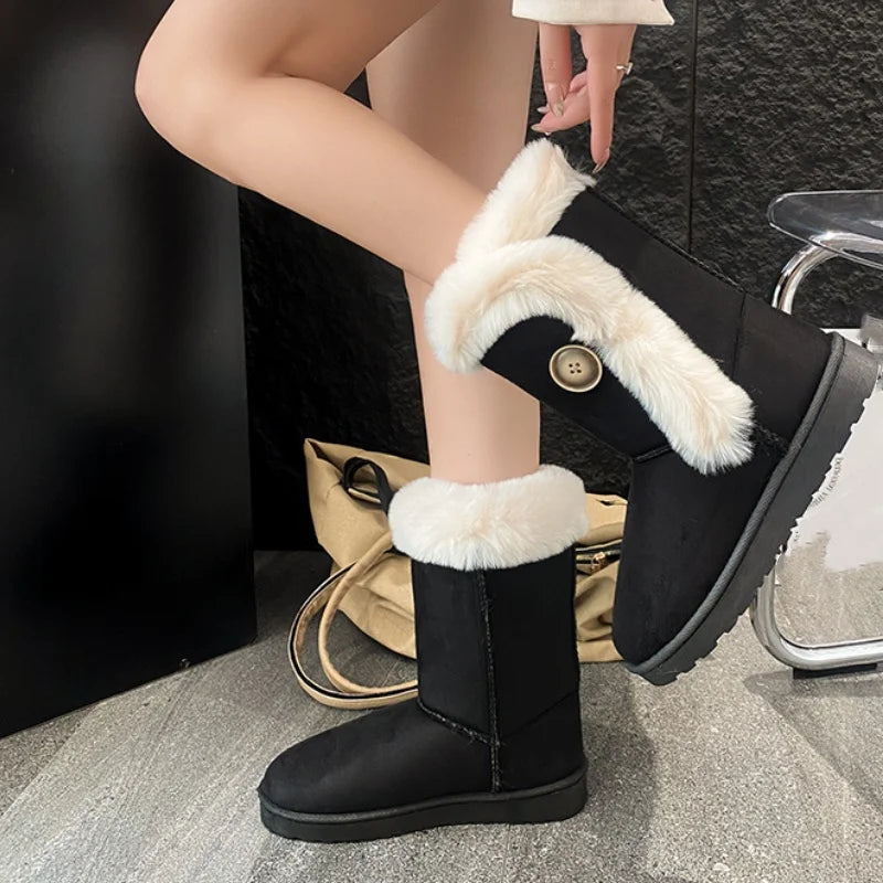 Winter New Round Toe Comfortable and Casual Snow Boots Fashionable Shallow Mouth Sexy and Lightweight Midsole Boots for Women