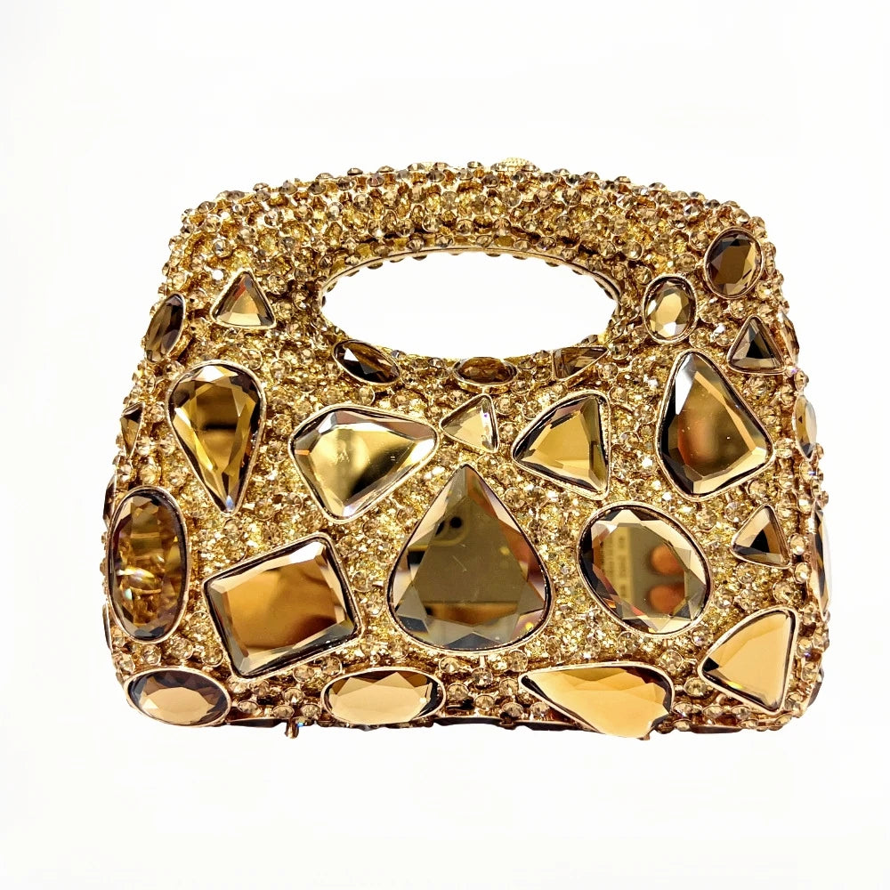 XIYUAN Crystal Clutch Purse Women Luxury Evening Bags Party Diamond Shoulder Bags Cocktail Rhinestone Handbags Golden Gem Purses