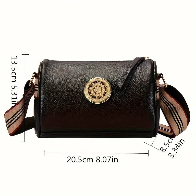 Genuine Leather Crossbody Bag, Stylish Black, Camel, Green Women's Trendy Handbag Single Shoulder Bag with Adjustable Strap
