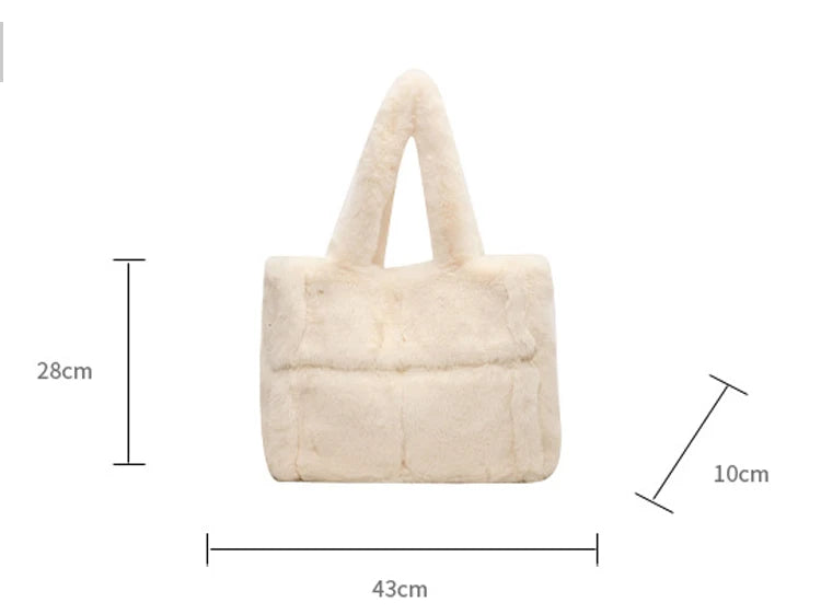 New plush women's handbag, large capacity shoulder bag, suitable for shopping and shopping, winter women's armpit bag
