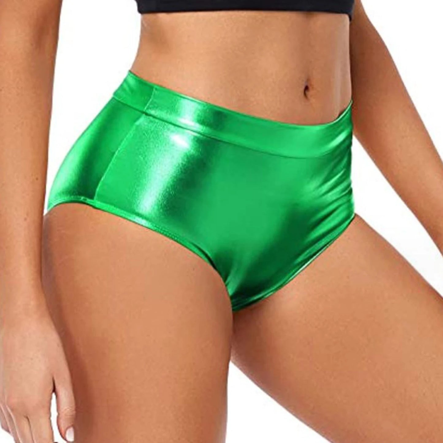 Women Metallic Booty Shorts Boxer Briefs Shiny Panties Hot Pants Clubwear Party Costume Music Festival Rave Pole Dancing Bottoms