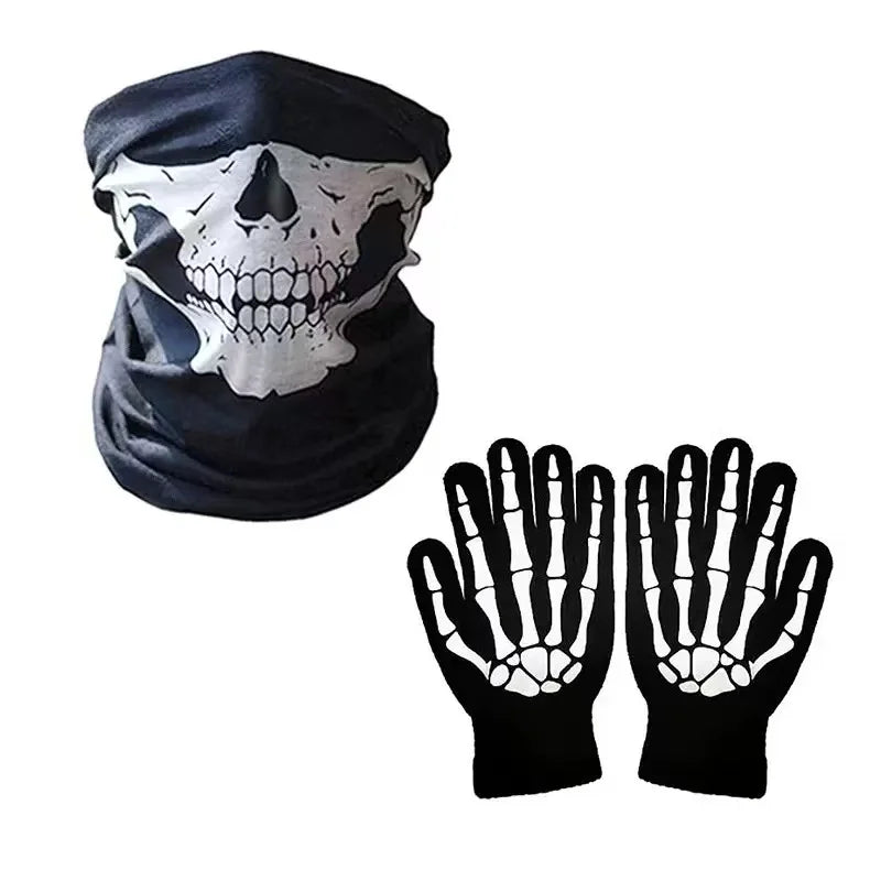 Terror Stitch Halloween Party Cosplay boy Adult Death Black Cloak, Halloween Death Skull Skeleton Ball Costume Prop Set