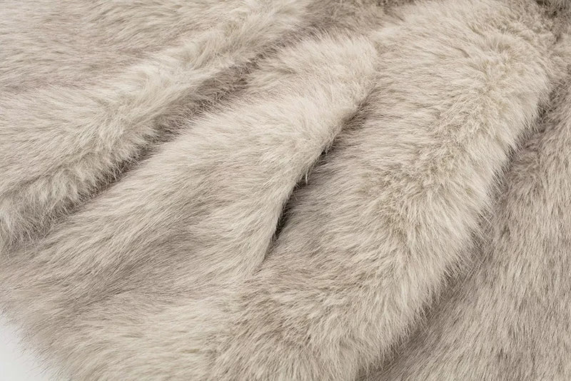 Autumn Winter New Women's Fur Coat Turndown Collar Long Sleeve Warm Outerwear Fashion Casual Plush Parka