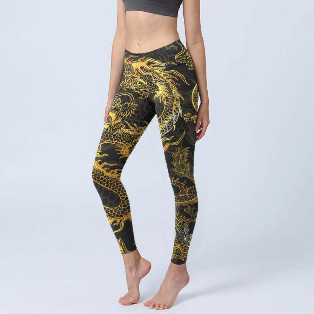 Women High Waisted Yoga Pants Tummy Control Leggings Floral Butterfly Landscape Printed Workout Gym Fitness Running Tight Pants
