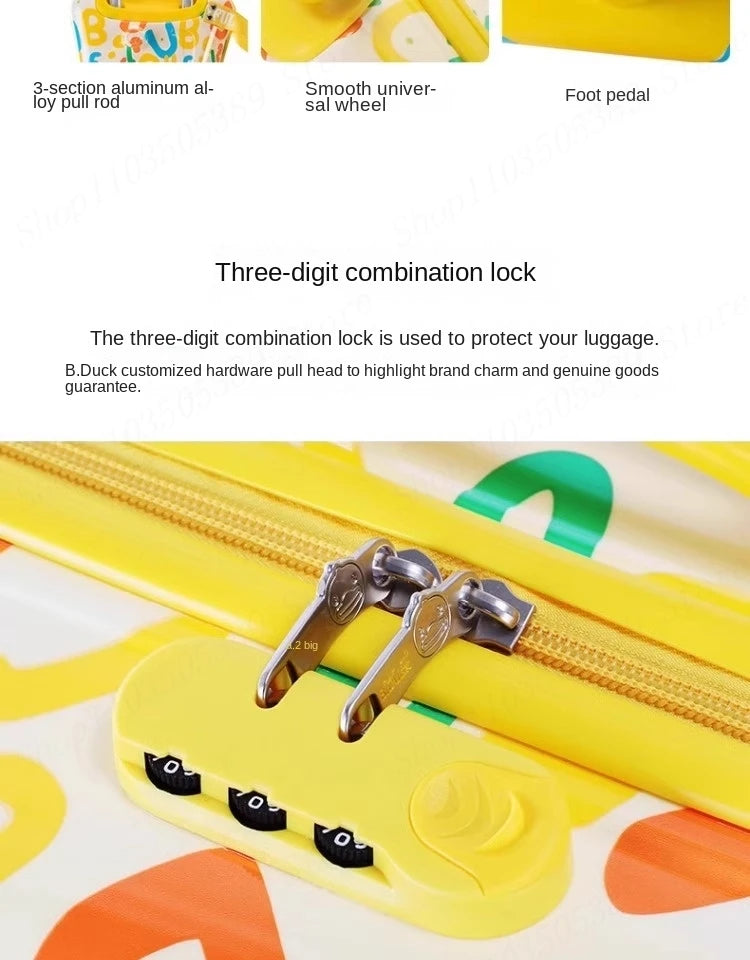 Cute Pony Cartoon Suitcase for Children Can Sit and Ride Carry on Kids Luggage Baby Trolley Case Boarding Cabin 20 Inch