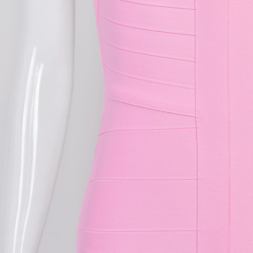 BEAUKEY Luxury Sexy Plunge V Bandage Dress Stripes Slim Bodyocn Mini Party Celebrity Evening Dress Elastic Knitted Vestidos