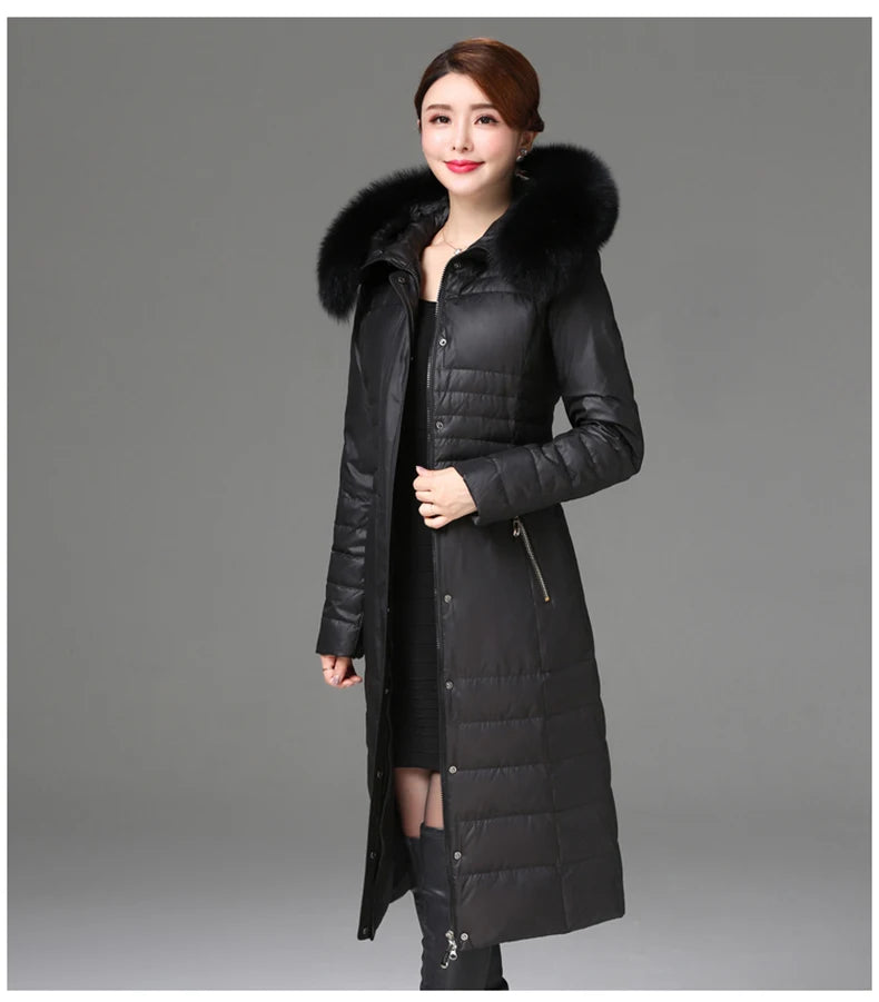 Shengyu Boya Middle-Aged and Elderly Women's Over-The-Knee Long down Jacket, Thickened Slim-Fit Coat for Mothers, New Style