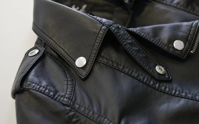 Black Faux Leather Jacket Women Y2K Retro Moto Biker Windproof Pu Leather Jackets Korean Street Cropped Outerwear Woman Clothes